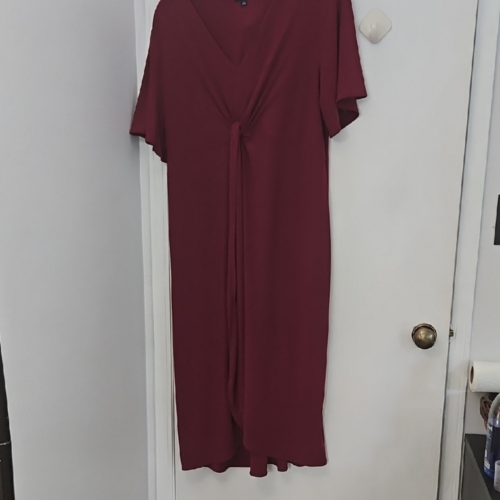 Alfani Deep Red Midi Dress with Knot Detail
